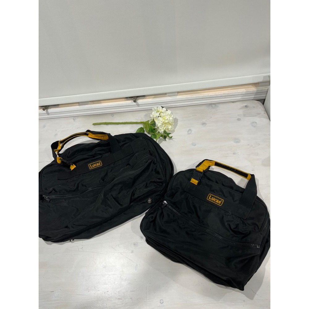 Lucas 2 Piece Travel Duffel Luggage Set Black‎ Nylon Carry On